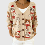 Mylène - Cardigan boutonné en maille en cachemire doux