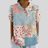 Clémentine - Haut fleuri à smocks à la poitrine