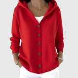 Meriem - Cardigan à capuche en maille à poches avant pratiques