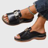 Kathryn - Comfortable Buckle Sandals with Gold Details