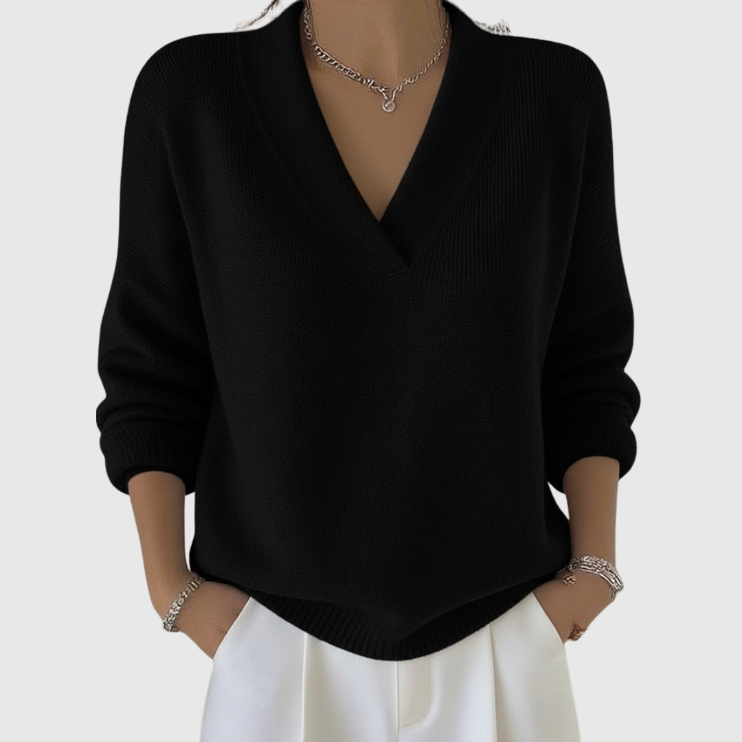 Faye - Pull à col V doux en coupe décontractée
