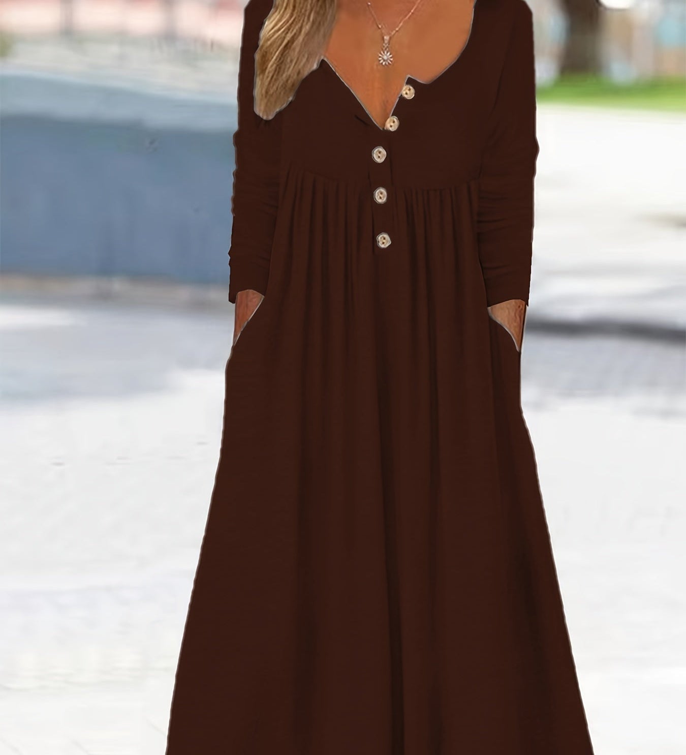 Zélie - Robe midi à boutons sur le devant