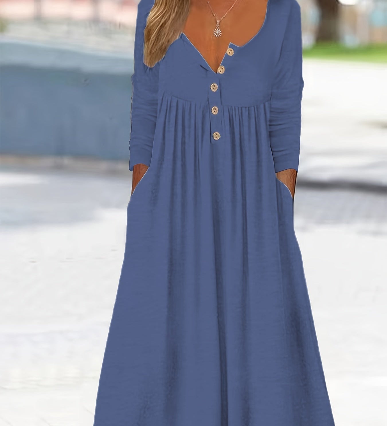 Zélie - Robe midi à boutons sur le devant