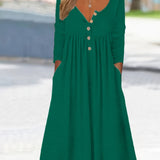 Zélie - Robe midi à boutons sur le devant