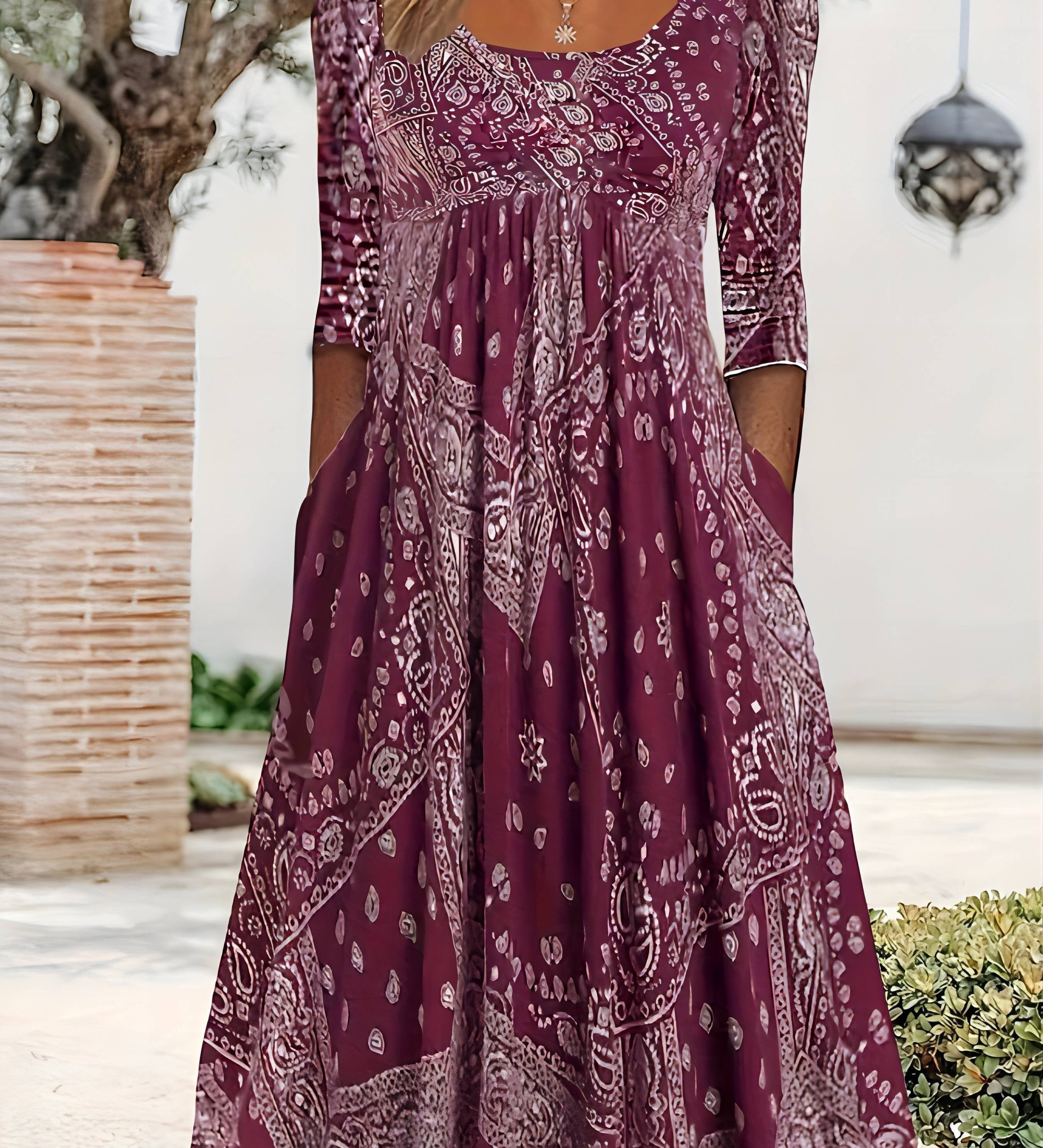 Elowen - Robe Midi À Manches Longues Casual