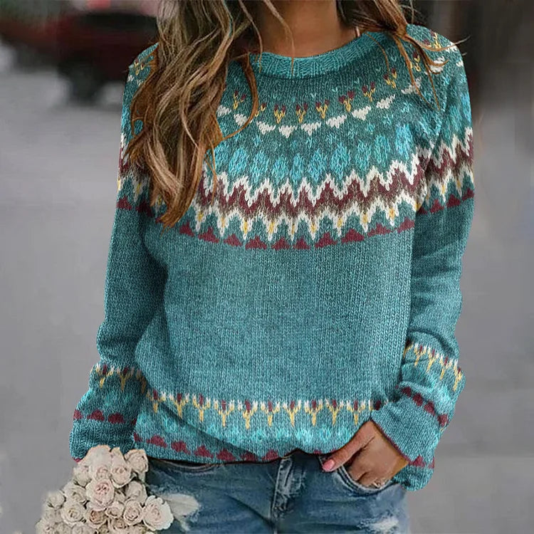Regina - Pull avec Motif Rétro Wave