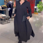 Robe longue Sylvie noire, plan rapproché