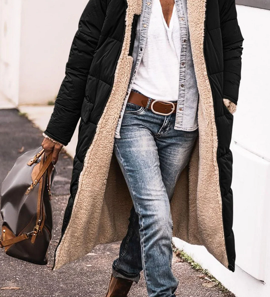 Margaux – manteau réversible vu de dos
