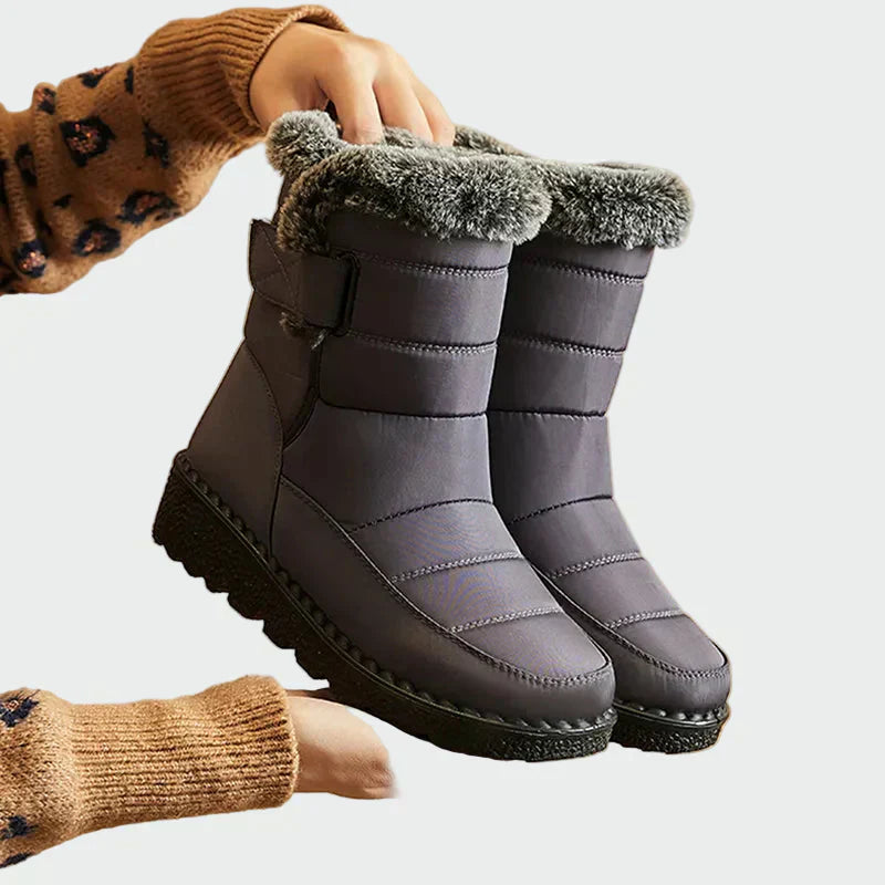 Lucette - Bottes d'hiver en cuir imperméable doublé