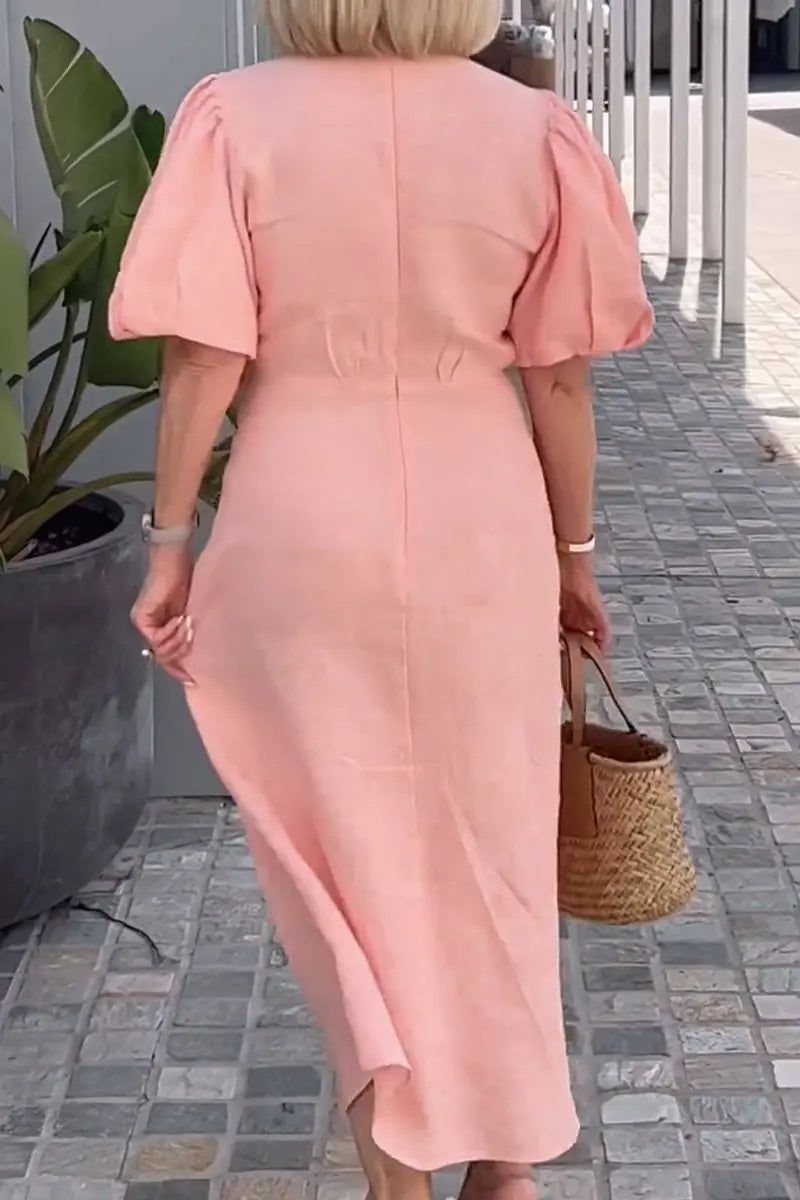 Robe midi Lynora rose, vue de dos