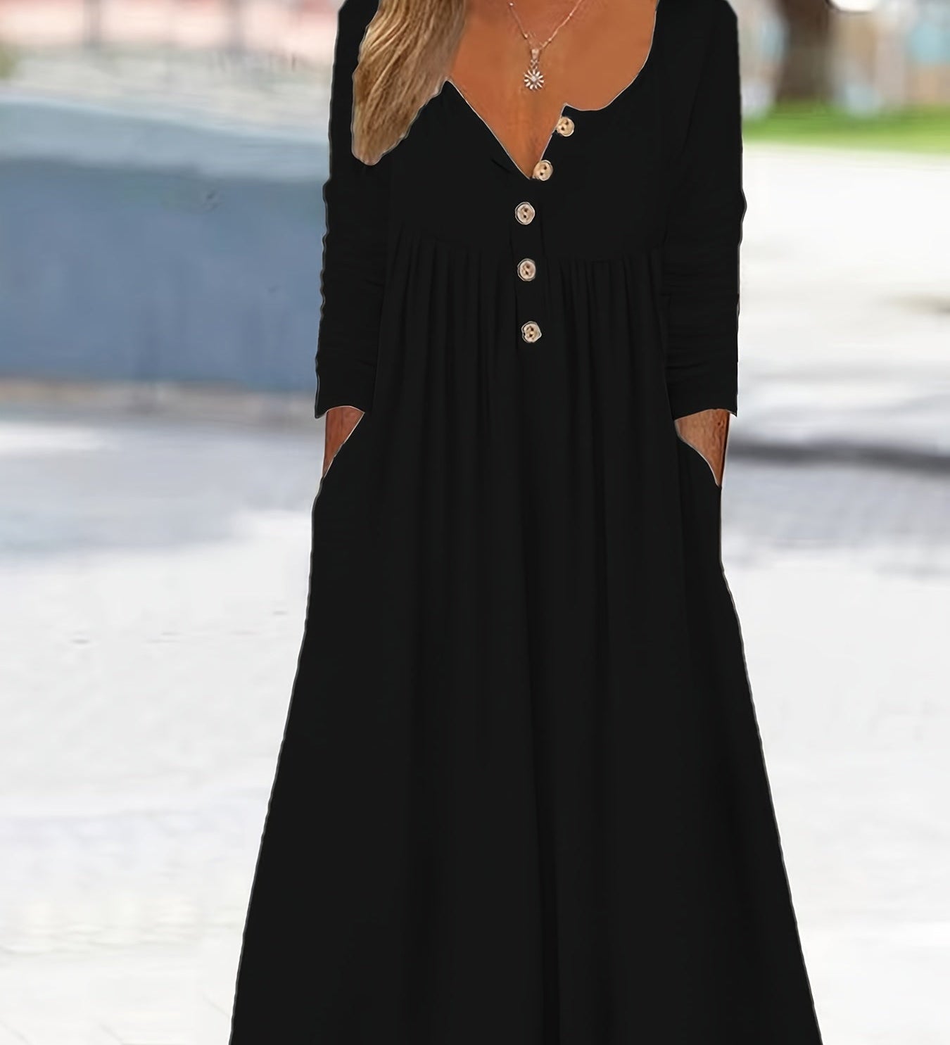Zélie - Robe midi à boutons sur le devant