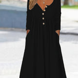 Zélie - Robe midi à boutons sur le devant