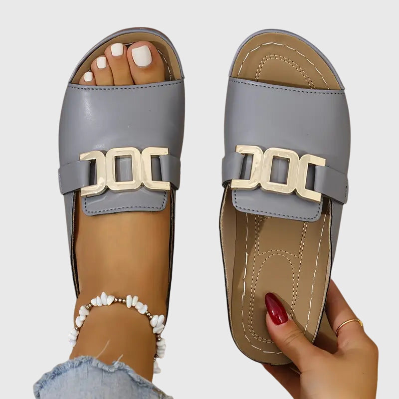 Kathryn - Comfortable Buckle Sandals with Gold Details